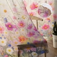 thumbnail image 5 of Pink Spring Floral Semi Sheer Curtains 108 Inch Length 2 Panels Set, Watercolor Summer Botanical Sheer Kitchen Curtain Privacy Voile Window Curtain for Living Room Bedroom Rod Pocket Drapes, 5 of 7