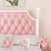 Homfa Full Size Upholstered Canopy Bed Frame for Bedroom, 2 Storage Drawers Platform Bed, Canopy Bed Curtain Not Included, Pink