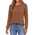 thumbnail image 2 of Fantaslook Plus Size Waffle Long Sleeve Shirts for Women Button Up V Neck Henley Blouses Dressy Casual Fall Tops, 2 of 7