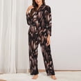 thumbnail image 2 of Vsdgher Coffee Bean Pajamas Set Long Sleeve Sleepwear Womens Button Down Nightwear Pj Sets-Medium, 2 of 7