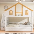 thumbnail image 4 of Harper & Bright Designs Full over Full House Bunk Bed with Window and Roof, Wood Full Size Storage Stairway Bunk Bedframe with Trundle, White+Natural, 4 of 11