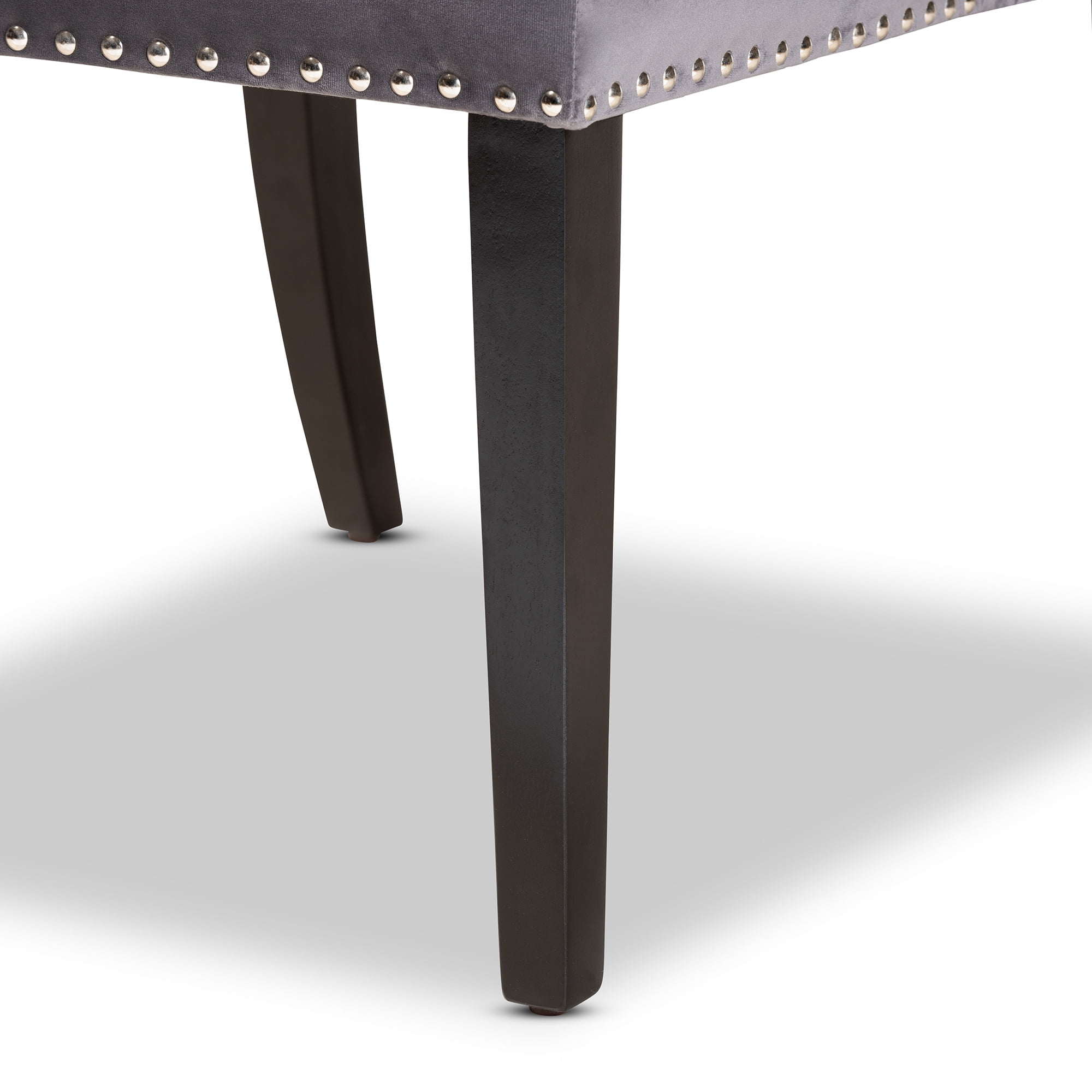 Baxton Studio Lamont Modern Contemporary Transitional Grey Velvet Fabric Upholstered and Dark Brown Finished Wood Wingback Dining Chair