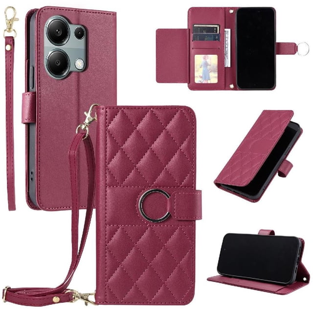 Funda tipo billetera GANGXUN para Xiaomi Redmi Note 13 Pro 4G – Tapa abatible con correa para mujer