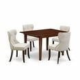 thumbnail image 2 of East West Furniture East-West Furniture MLSI5-MAH-35 - A dining set of 4 fantastic kitchen chairs with Linen Fabric Doeskin color and a stunning mid-century dining table in Mahogany Finish, 2 of 5
