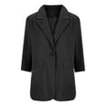 thumbnail image 5 of Yigetop Blazers for Women Business Casual, Ladies' Button Down Solid Color Cardigan Small Suit with Pockets and Three Quarter Sleeves 3/4 Sleeve Blazer for Women Black L, 5 of 6