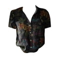 thumbnail image 4 of Bovemsi Women Cotton Shirt Printed Fashion Down Shirts Casual Tops Short Sleeve Blouse, Black Women's Summer Shirts, 4XL, 4 of 4