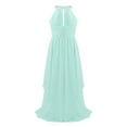 thumbnail image 2 of Eandarui Flower Girl Halter Chiffon Long Dress Junior Wedding Bridesmaid Dress Pageant Birthday Dance Mint Green 12, 2 of 6