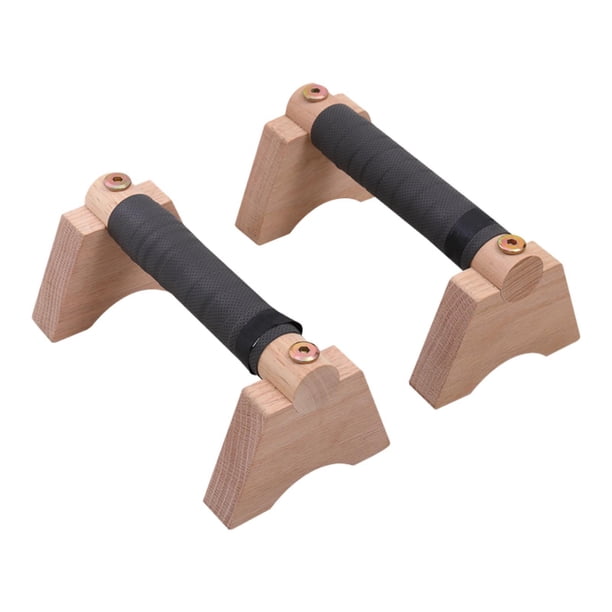 2 barras de flexiones de madera con asas resistentes para ejercicios en el suelo. Soportes paralelos. Caqui S
