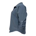 thumbnail image 3 of Women Button-down Denim Shirt Irregular Long Sleeve Lapel Loose Blouse Tops with Pockets Streetwear, 3 of 5