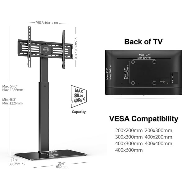 Pied VESA pour télévision avec hauteur ajustable