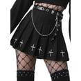 thumbnail image 2 of Lnzyyephy Women High Waist Gothic Punk Mini Skirts, Ladies Cross Pattern Mini Pleated Skirt, 2 of 9