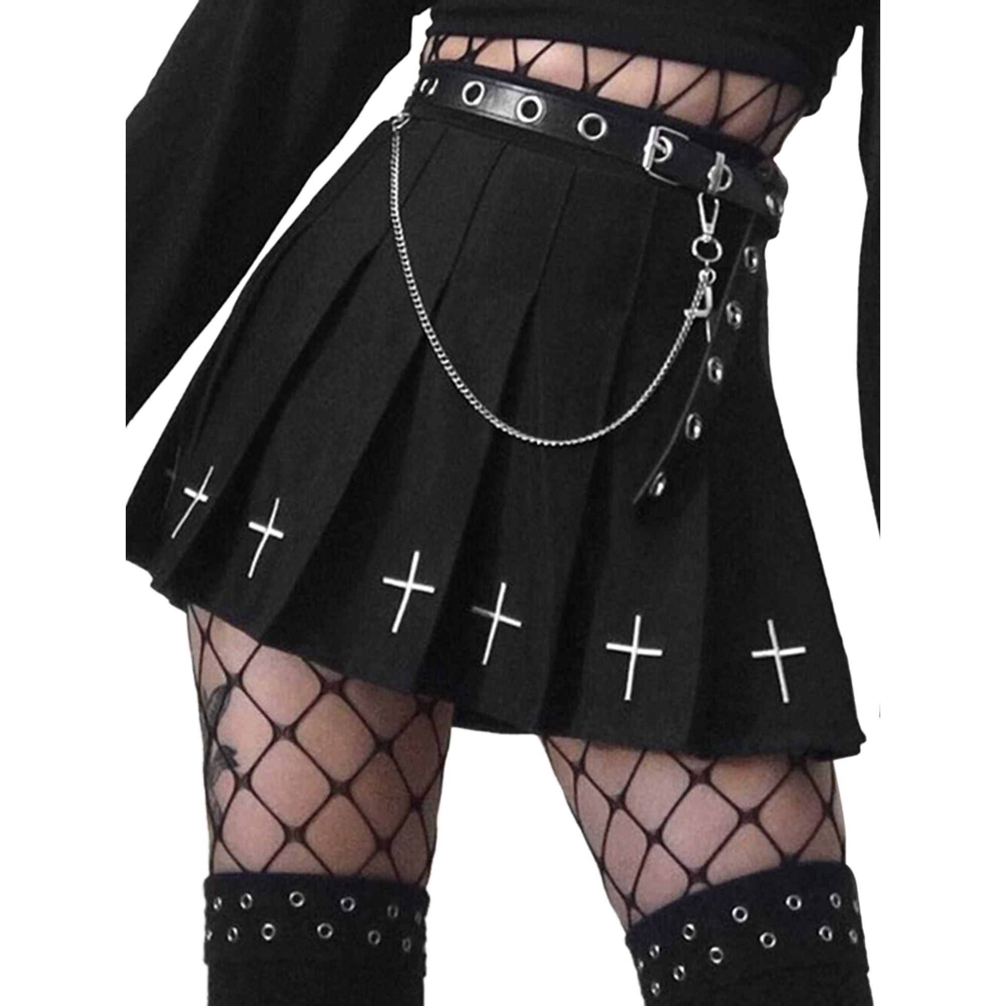 ZAXARRA Women High Waist Gothic Punk Mini Skirts Cross