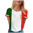 thumbnail image 2 of felwors Elegant Casual Italian Flag Cotton T-Shirt for Women Girl's Summer Sun Beach L (Army Green, XL), 2 of 4
