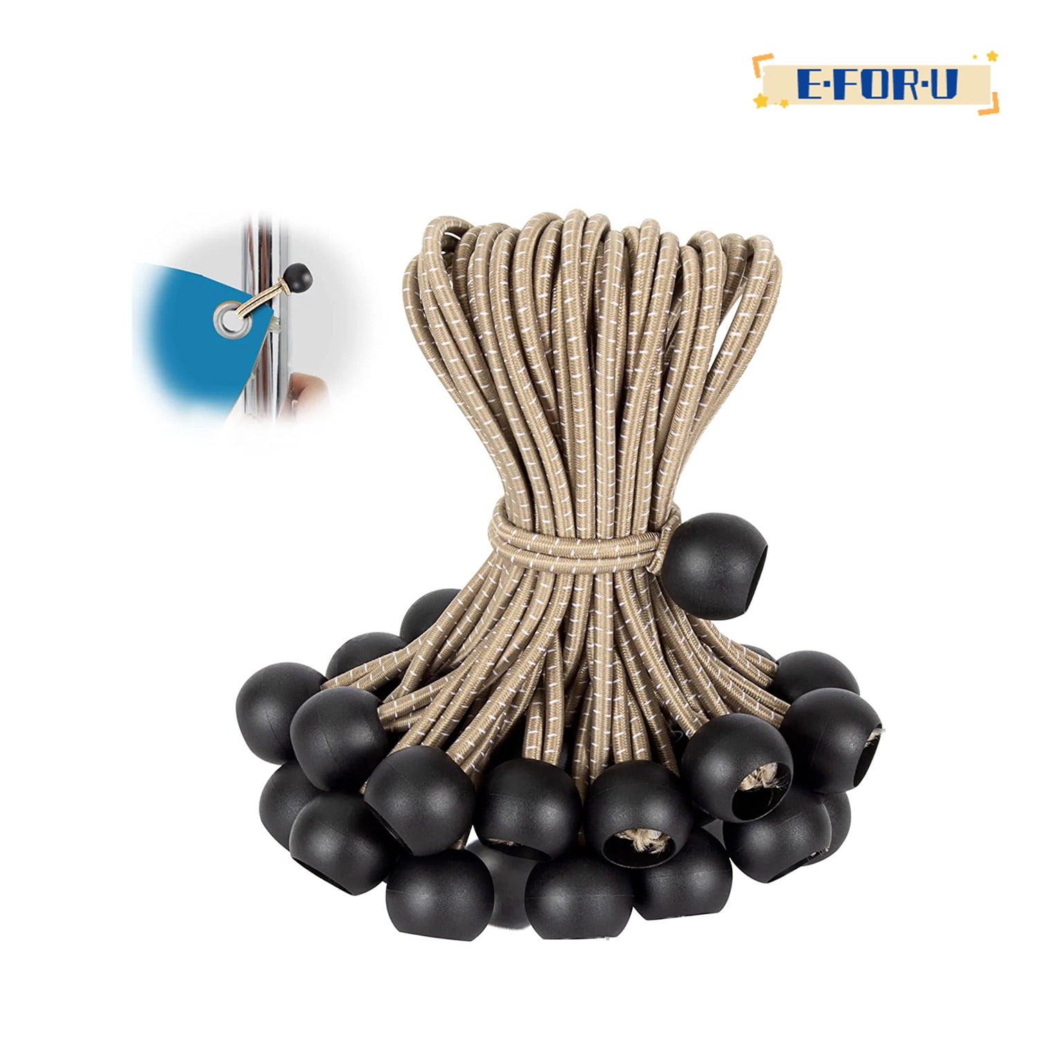 Tarp Ball Bungee Cords 6 Inch,50 PCS Tarp Bungee Balls Ties Heavy Duty