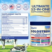 Zoyava Colostrum Powder 40% IgG, 13-in-1 Supplement, Collagen, Probiotics, Elderberry, Zinc, Vitamin C & D3