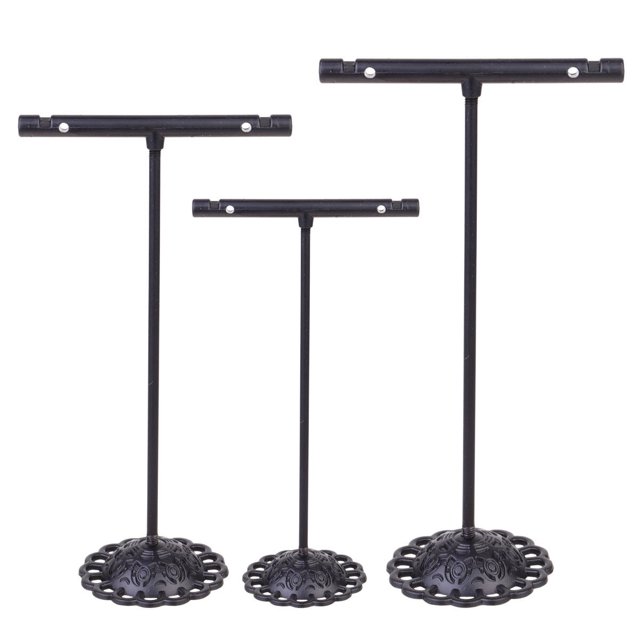 EeaseMX 3 soportes de hierro para pendientes, soporte para pendientes en forma de T, expositor de pendientes, organizador de joyas (negro)