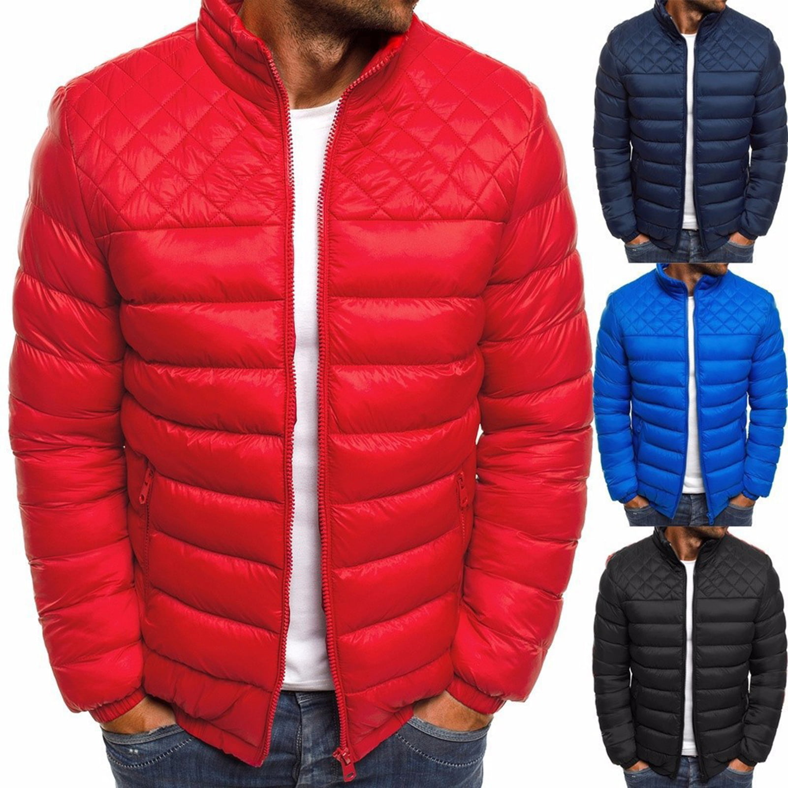 Winter Jacket Men Quilted Jackets Stand Collar Cotton Padded Thick Warm Coast for Man Outwear