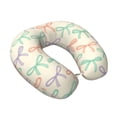 thumbnail image 2 of Travel Pillow Memory Foam, Head Neck Support Airplane Pillow For Traveling, Car, Home, Travel Neck Flight Pillow 12 Inches Whimsical Thin Polka Dot And Striped Ribbon Bow Pattern, 2 of 8