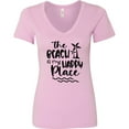 thumbnail image 3 of Inktastic Spring Break the Beach is My Happy Place Women's V-Neck T-Shirt, 3 of 5