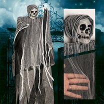 Teissuly Halloween Yard Decorations - Spooky Skull Gauze Hanging Ghosts Scene Hangers For Bar Haunted House Escape Room Setups - Ultimate Horror Themed Party Props