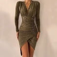 thumbnail image 3 of Vestido Ceñido Vestido Estampado de Estrellas Vestido Con Abertura Otoño E Invierno Mujer Cuello en V Estampado de Estrellas Adelgazante Manga Larga Vestido Con Pliegues en Las Nalgas Odeerbi ODB116128, 3 of 6