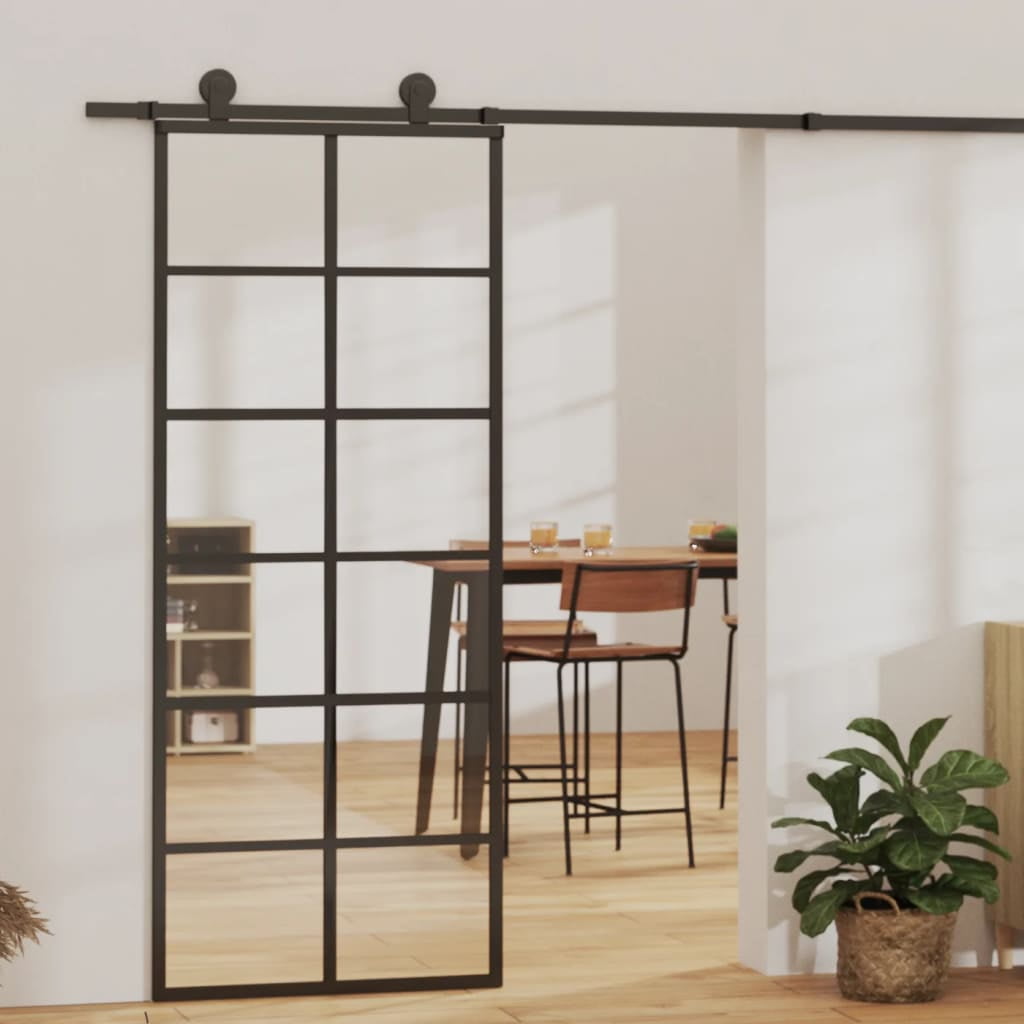 VidaXL Glass and Aluminum Sliding Door, 44.9 lbs, 29.9 x 80.7"