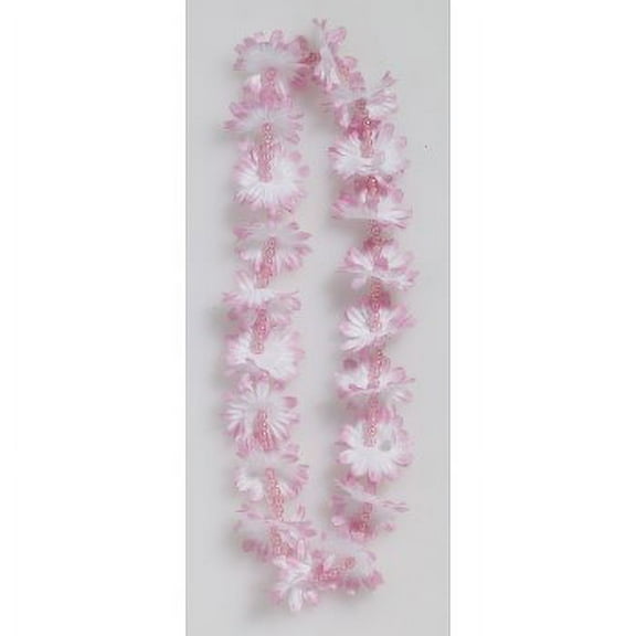 FLOWER LEI WITH BEADS-PINK 12 PACK