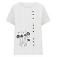 thumbnail image 4 of Yuanlook Linen Shirts for Women Crewneck Short Sleeve Summer Tops Button Down Floral Print T-Shirt Lightweight Beach Vacation Blouse S-XXL, 4 of 6