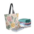 thumbnail image 2 of Open Top Canvas Tote Bag with Zipper Reusable Shopping Bag 13.5x15" Roomy Carryall Retro Plant Pattern, 2 of 9