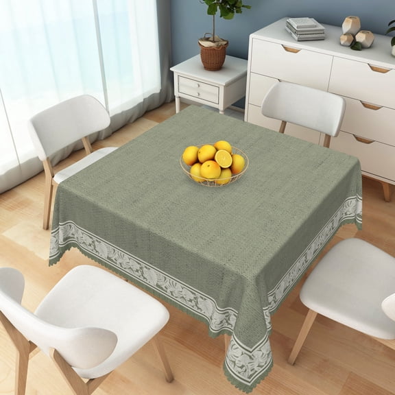 Sage Green Square Tablecloth 52 Inch,Vintage Leaf Farmhouse Style Table Cover for Home Outdoor Picnic Holiday Party Decor