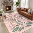 thumbnail image 3 of Garvee 8'x10' Modern Retro Floral Area Rug Washable Printed Carpet, Non Slip Low Pile Indoor Rug for Living Room Bedroom Dining Room, Pink, 3 of 10