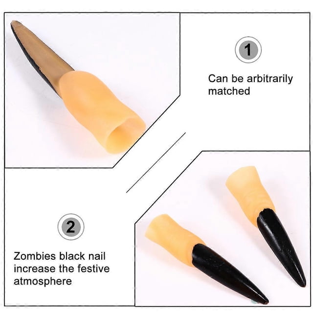 Halloween Zombie Fingers Nail Fake Fingers for Cosplay 30Pcs Black Rubber
