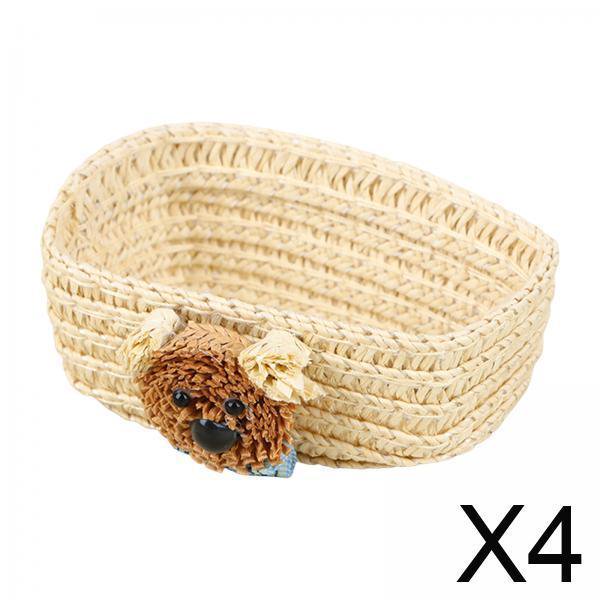 Cesta De Almacenamiento Para Casa De Muñecas A Escala 4x1:12, Micropaisaje Para Sala De Estar, Baño, Color Beige Sin Asa