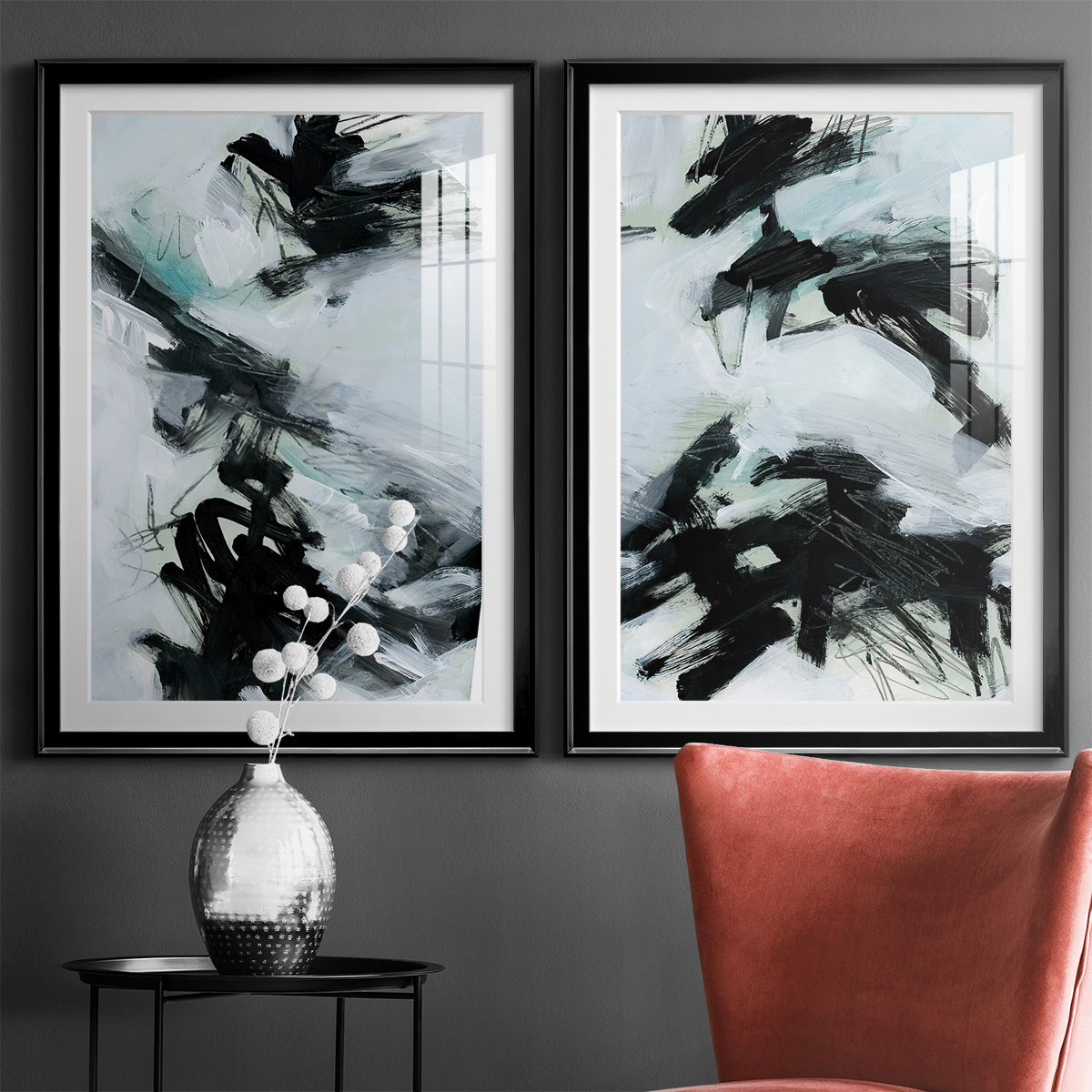 Wexford Home Ocean Current I Premium Framed Print, 22.5" x 30.5" - Ready to Hang, Black (Set of 2)