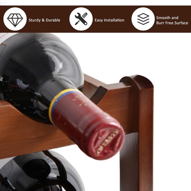 Wall Wine Rack 12-Bottle 3-Tier Wood Wine Rack - Free Standing ...