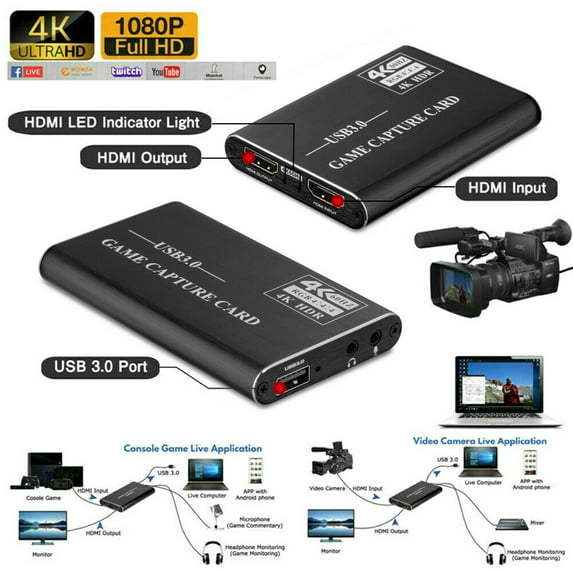 4K 1080p HD HDMI to USB 3.0 Video Capture Card Game Live Stream for PS4 Xbox one