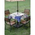 thumbnail image 3 of Outdoor Tablecloth with Umbrella Hole and Zipper, Happy Birthday Square Table Cloth 54x54 Inch Waterproof Tablecloth, Purple Dress Crown Carriage Flowers Butterfly Picnic Table Cover for Patio, 3 of 7