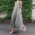 thumbnail image 2 of sicmoss Women's Black Boho Plaid Sleeveless U-Neck Maxi Dress for Women Casual Loose Fit Cotton Linen Long Sundress Side Pockets Flowy A-Lin, 2 of 6