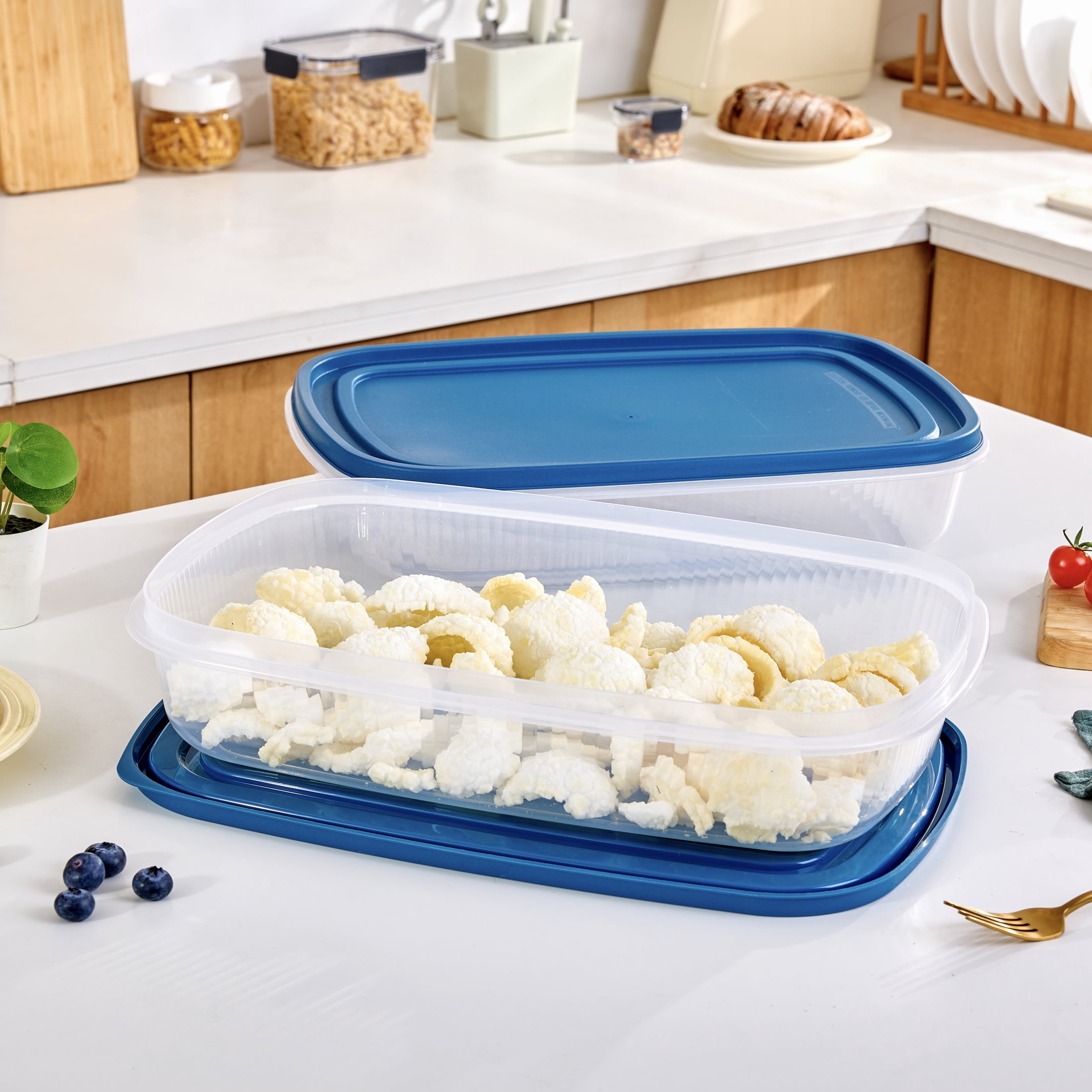 (2 pack) Mainstays Reusable Food Storage Containers, Large Rectangle, Plastic, 2 Pack – 2 Containers with Lids, 1.5 Gallons,Ideal for Meal Planning