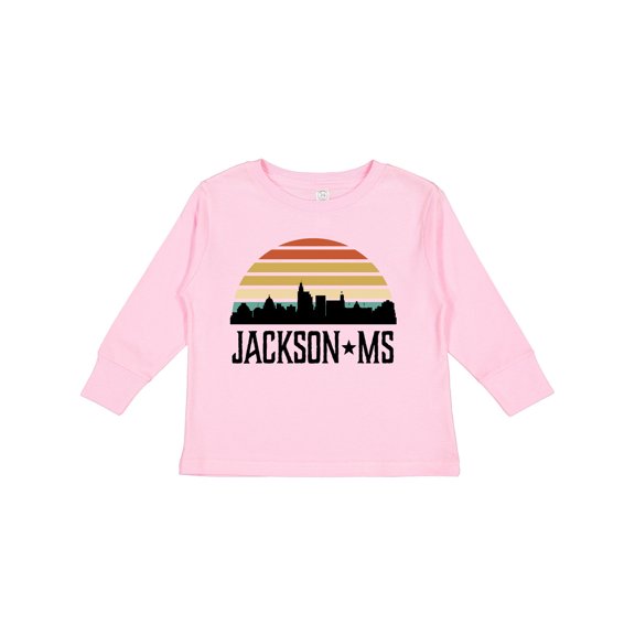 Inktastic Jackson Mississippi Skyline Retro Boys or Girls Long Sleeve Toddler T-Shirt