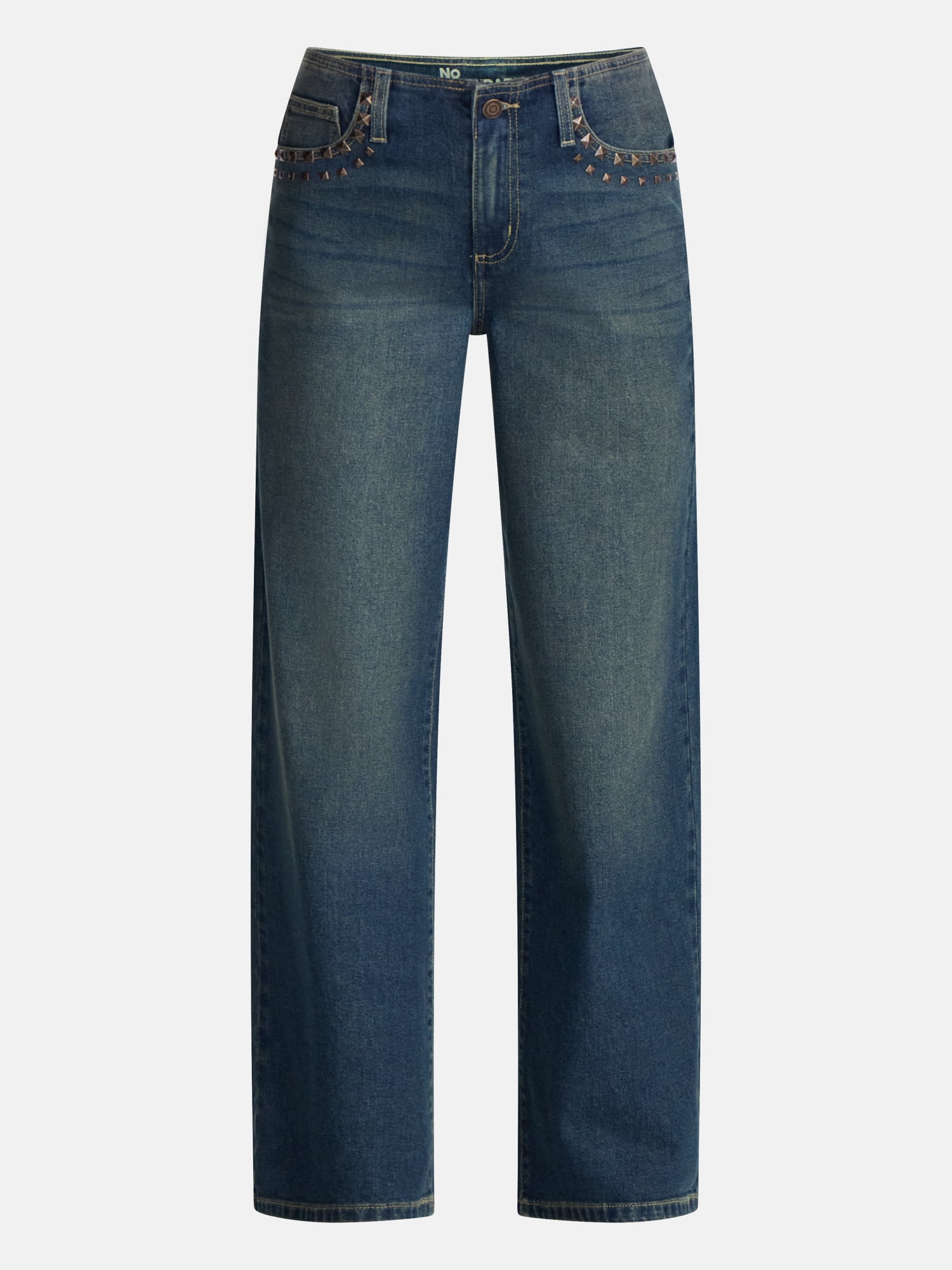No Boundaries Studded No Waist Baggy Jeans, 31.5'' Inseam, Women's XXS-XXL