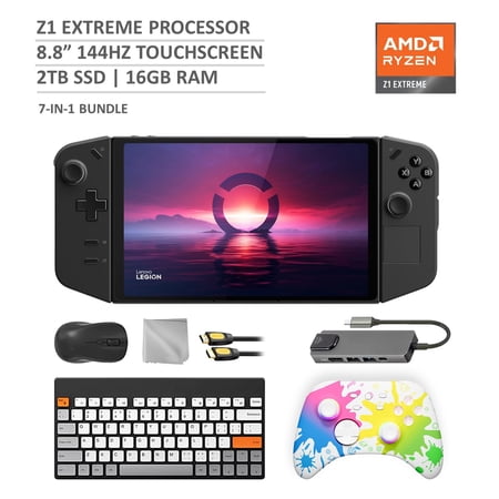 Lenovo Legion Go 2TB SSD Gaming Handheld 8.8-inch Touchscreen 144Hz 2K QHD AMD Ryzen Z1 Extreme Processor, Mytrix Inkjet Wireless Pro Controller, Hub, Keyboard & Mouse Combo, 7 in 1 Bundle