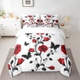 thumbnail image 2 of Homewish Rustic Flower Floral 7-Piece Twin Bedding Sets,Vintage Boho Butterfly Bedding Comforter Set,Red White Sheet Sets For Kids,Super Cozy Room Decor, 2 of 8