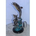 thumbnail image 3 of Nifao Bronze Statue of Three Dolphins Leaping from Water – Home Decor Sculpture, 8"L x 8"W x 20"H, 3 of 8