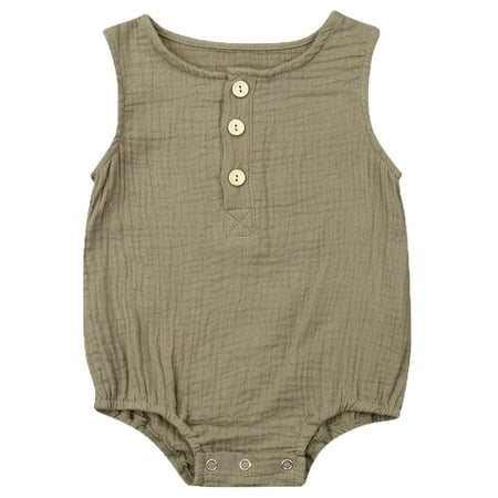 

Pudcoco Baby Bubble Cotton Bodysuit Sleeveless Buttons Playsuits 0-24M