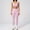 Pink, variant on PISONIC Two Piece Workout Sets for Women Color Block Sports Bra and High Waist Leggings Gym Yoga Active Wear Outfits
