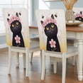 thumbnail image 2 of Cute Black Cat Chair Covers Set of 1 Pink Flower Cherry Blossoms Bee Country Fields Chair Back Covers Stretch Removable Washable Slipcovers Protector for Dining Room Kitchen Party Decor, 2 of 9