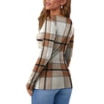 thumbnail image 5 of Top SAMPEEL Camisa Henley de manga larga para mujer, color marrón a cuadros, talla M, 5 of 5