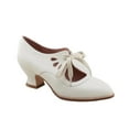thumbnail image 6 of Miluxas Women's Chunky Heel Lace Up Pointed Toe Mid Chunky Heel Casual Saddle Shoes Comfortable High Heel Pumps Shoes White 7.5(40), 6 of 8