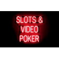 thumbnail image 1 of SpellBrite SLOTS & VIDEO POKER LED Sign for Business. 26.4" x 23.8" Red SLOTS & VIDEO POKER Sign Has Neon Sign Look With Energy Efficient LED Light Source. Visible from 500+ Feet, 8 Animations., 1 of 4